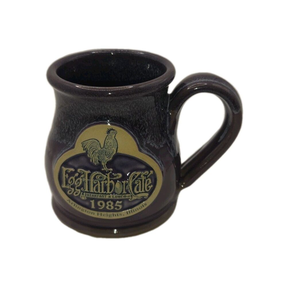 2011 Deneen Pottery Mug Egg Harbor Cafe 1985 Geneva Illinois Purple Mid Belly